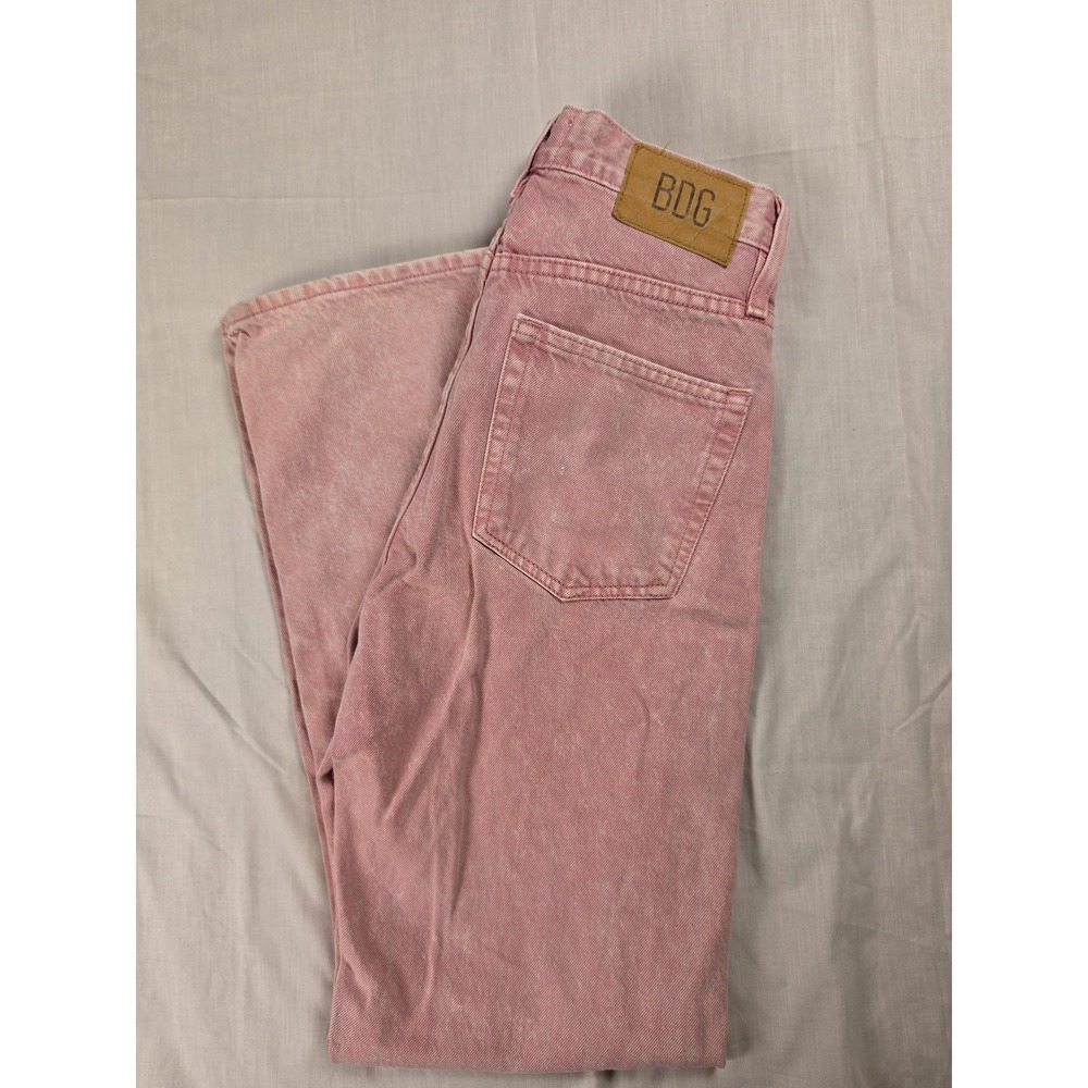 BDG Cowboy Straight Jeans Womens 27 Pink Acid Wash High Rise 27x28.5 Denim